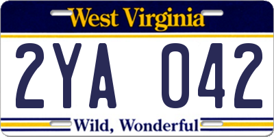WV license plate 2YA042