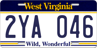 WV license plate 2YA046