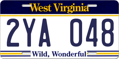 WV license plate 2YA048