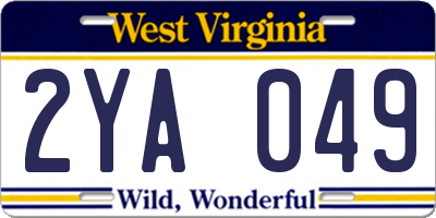 WV license plate 2YA049