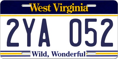 WV license plate 2YA052