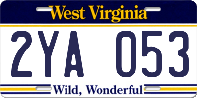 WV license plate 2YA053