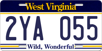 WV license plate 2YA055
