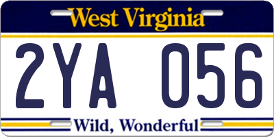 WV license plate 2YA056
