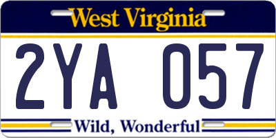 WV license plate 2YA057