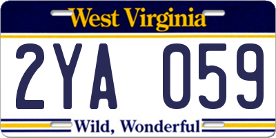 WV license plate 2YA059