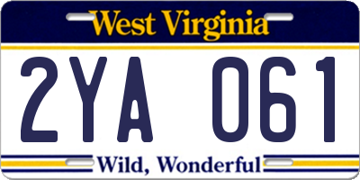 WV license plate 2YA061