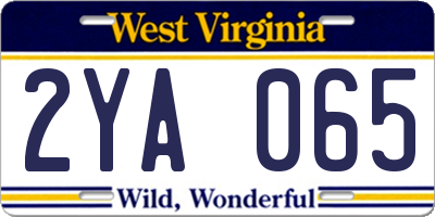 WV license plate 2YA065