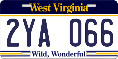 WV license plate 2YA066