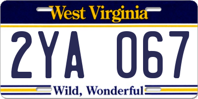 WV license plate 2YA067