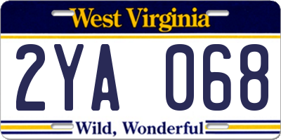 WV license plate 2YA068
