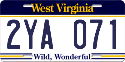 WV license plate 2YA071