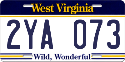 WV license plate 2YA073