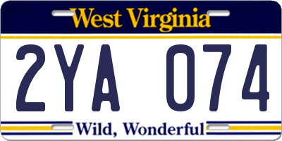 WV license plate 2YA074