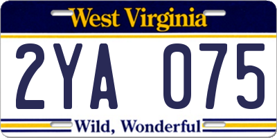 WV license plate 2YA075