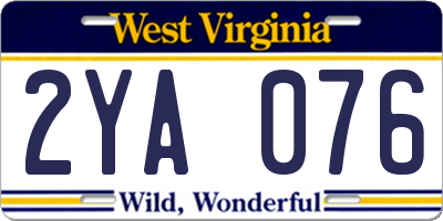WV license plate 2YA076