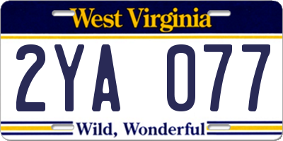 WV license plate 2YA077