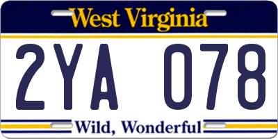 WV license plate 2YA078