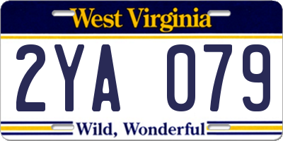 WV license plate 2YA079