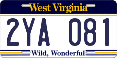WV license plate 2YA081