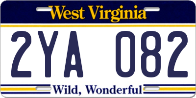 WV license plate 2YA082
