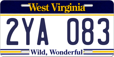 WV license plate 2YA083