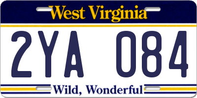 WV license plate 2YA084