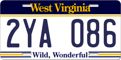 WV license plate 2YA086