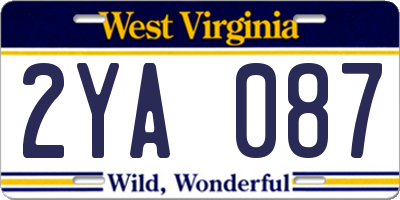 WV license plate 2YA087
