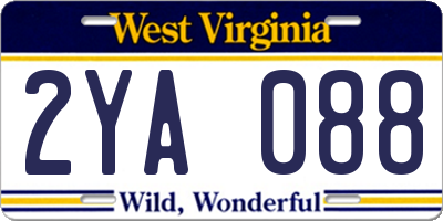 WV license plate 2YA088