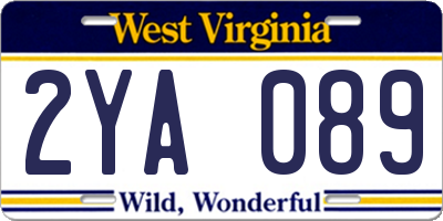 WV license plate 2YA089