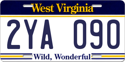 WV license plate 2YA090