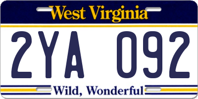 WV license plate 2YA092
