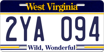 WV license plate 2YA094