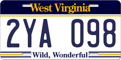 WV license plate 2YA098