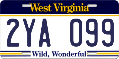 WV license plate 2YA099