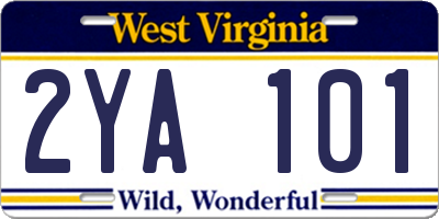 WV license plate 2YA101