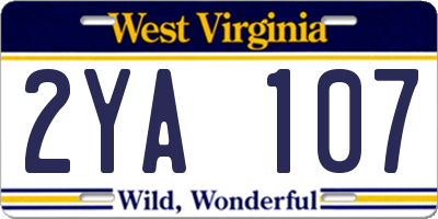 WV license plate 2YA107