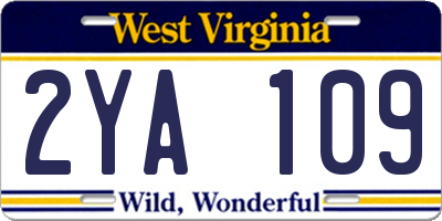 WV license plate 2YA109