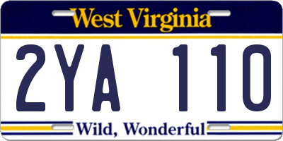 WV license plate 2YA110