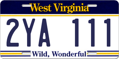 WV license plate 2YA111