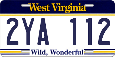 WV license plate 2YA112