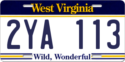 WV license plate 2YA113