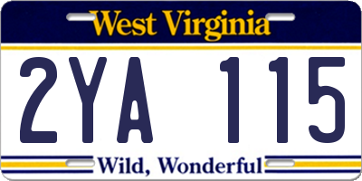 WV license plate 2YA115