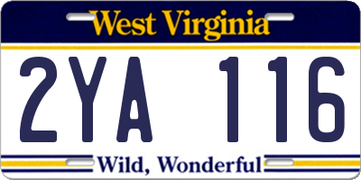 WV license plate 2YA116