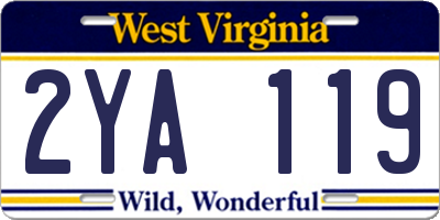 WV license plate 2YA119