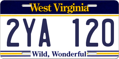 WV license plate 2YA120