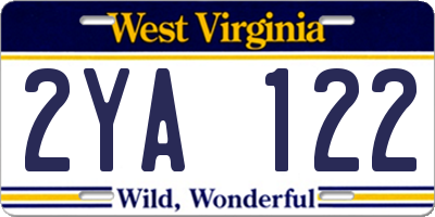WV license plate 2YA122