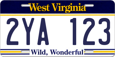 WV license plate 2YA123