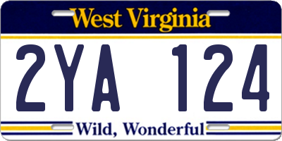 WV license plate 2YA124